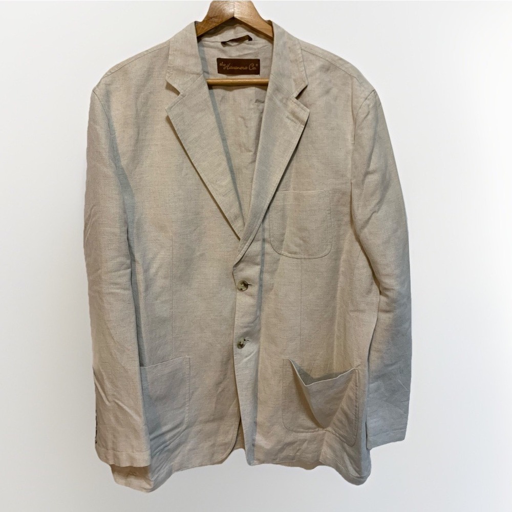 The Havanera Co XL 44 Men Jacket Blazer Tan Linen Blend Cuba Tropical Beach